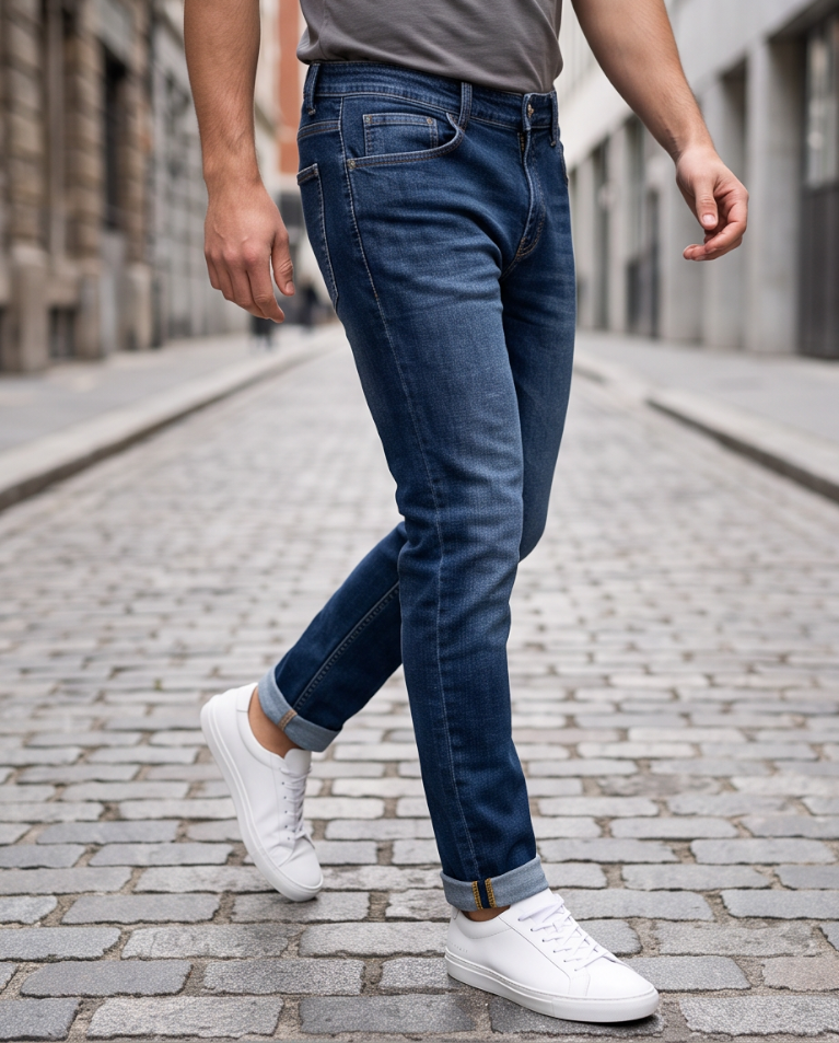 Jeans slim regolare denim elastico uomo
