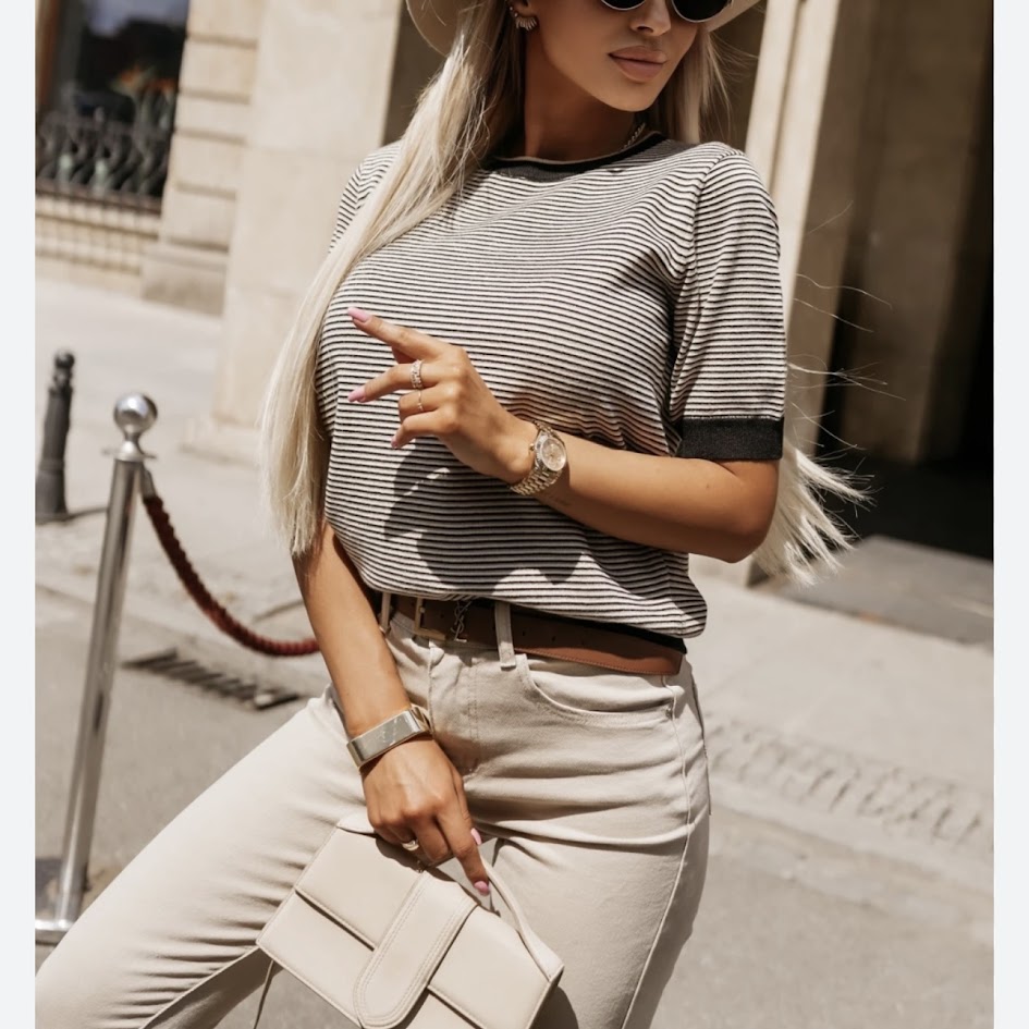 Maglioncino righe manica corta donna