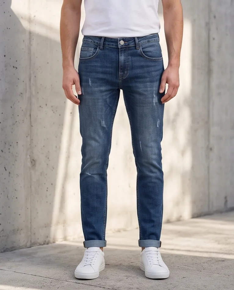 Slim fit graffiato lunghezza regolare denim elasticizzato uomo