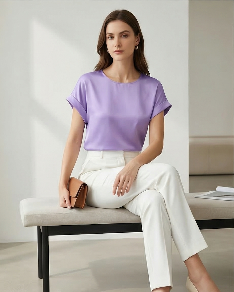 Blusa morbida donna in raso goccia dietro