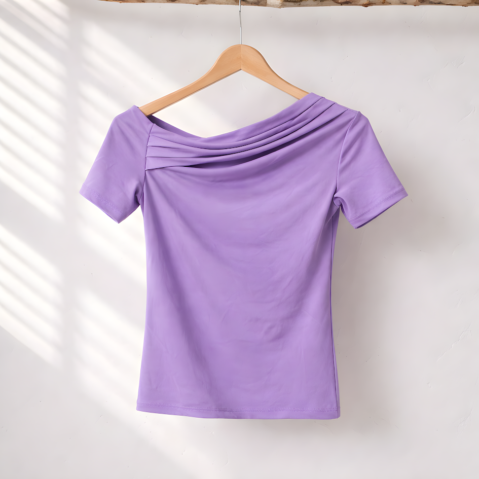 Maglia scollo obliquo top donna