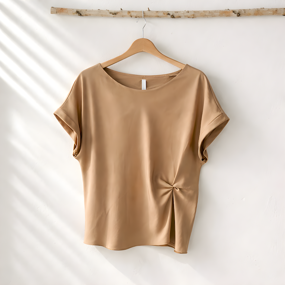 Blusa morbida raso donna nodo laterale