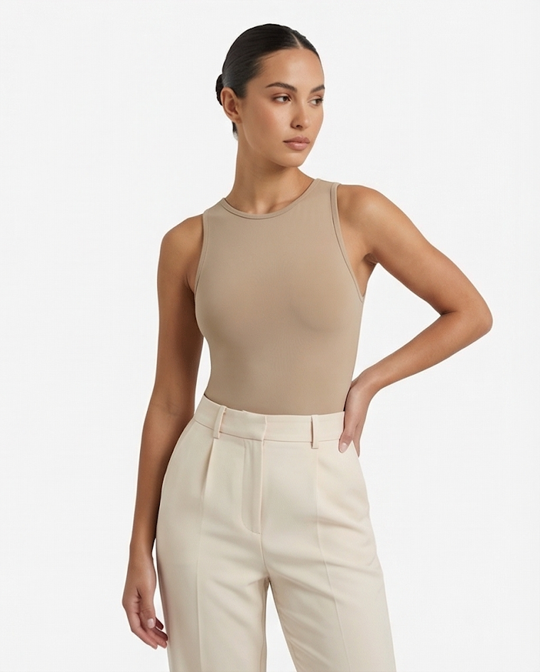 Body girocollo smanicato donna