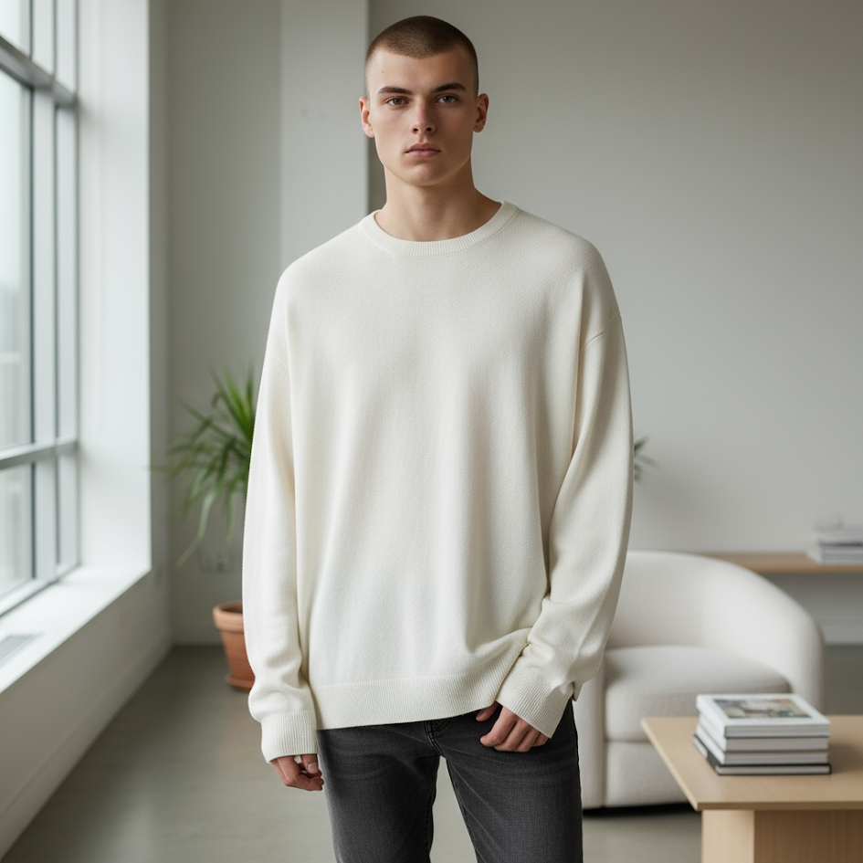 Maglioncino overfit maglia rasata uomo