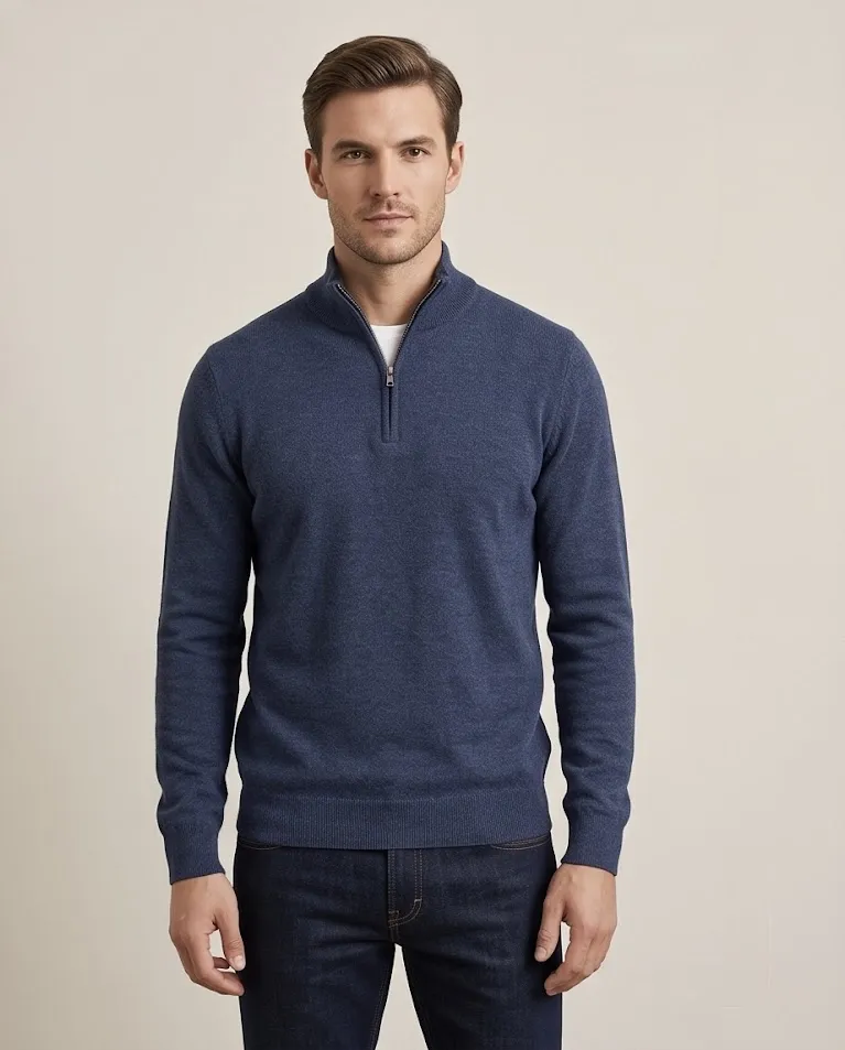 Maglione mezza zip lana merino uomo