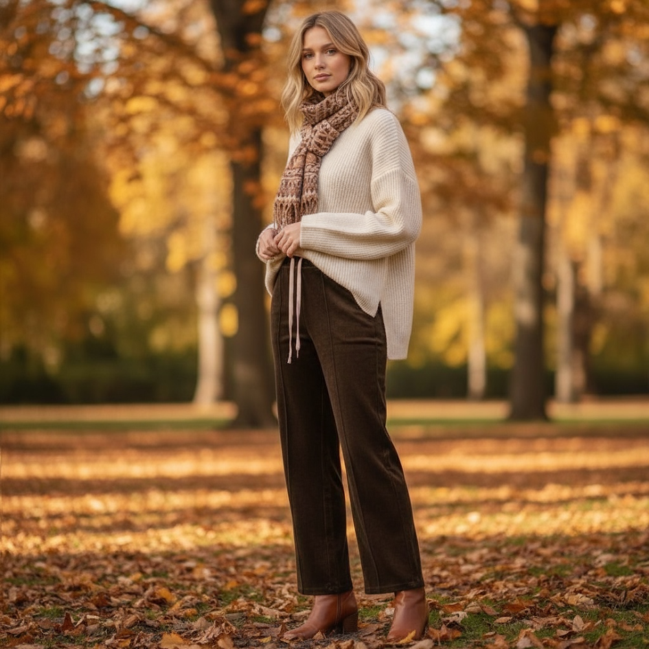 Pantalccio palazzo coordinabile effetto velluto donna