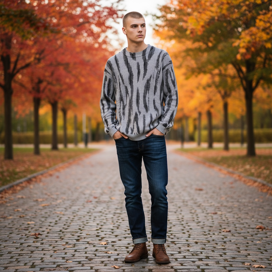 Maglione uomo over fit in maglia spessa elastica