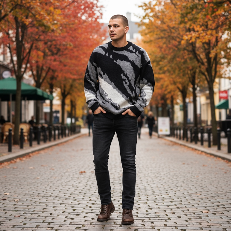 Maglione uomo vestibilità morbida in maglia spessa