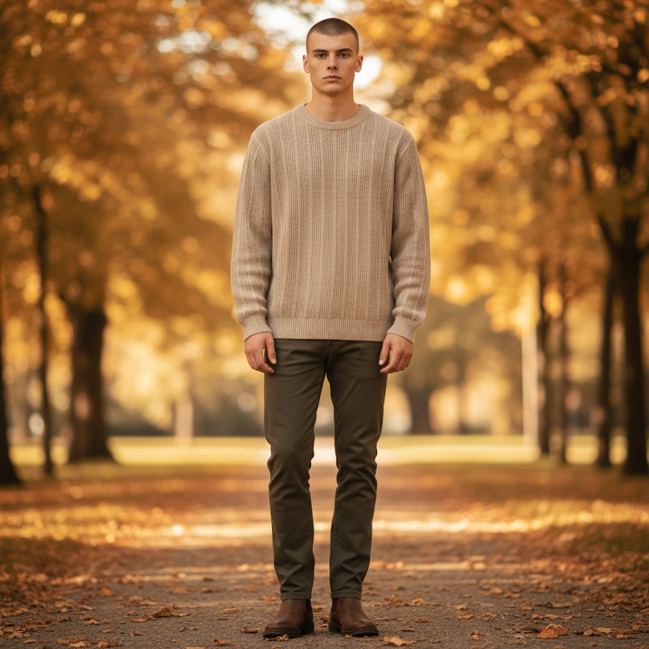 Maglione uomo vestibilità over fit in maglia spessa