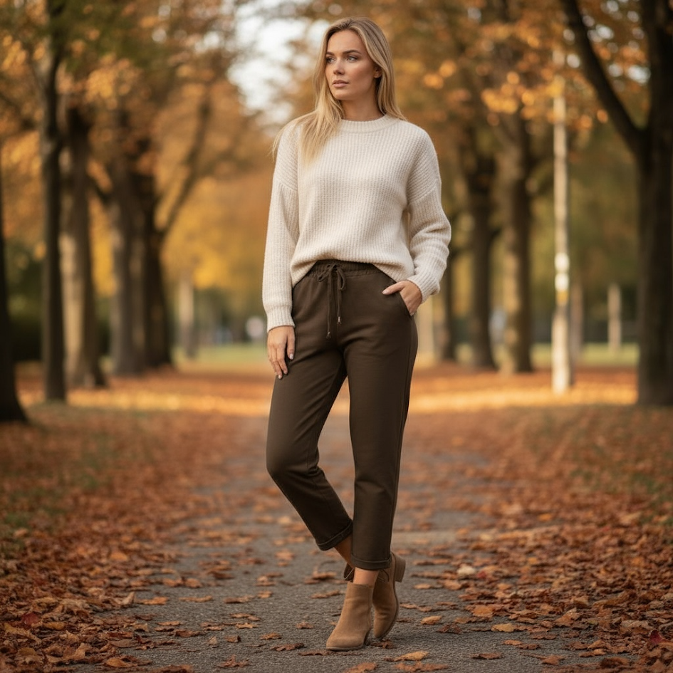 Pantalaccio sagomato tessuto elegante/sportivo donna