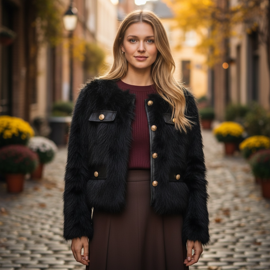 Pelliccia ecologica donna modello chanel