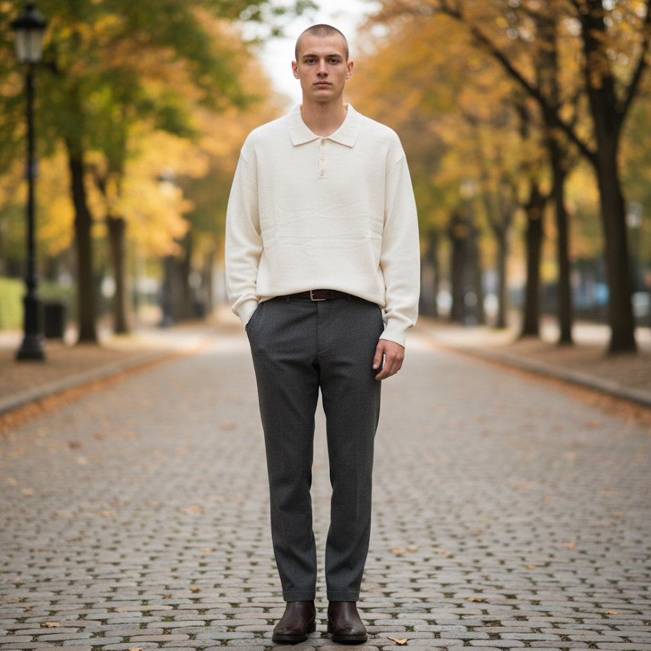 Maglione polo uomo vestibilità morbida