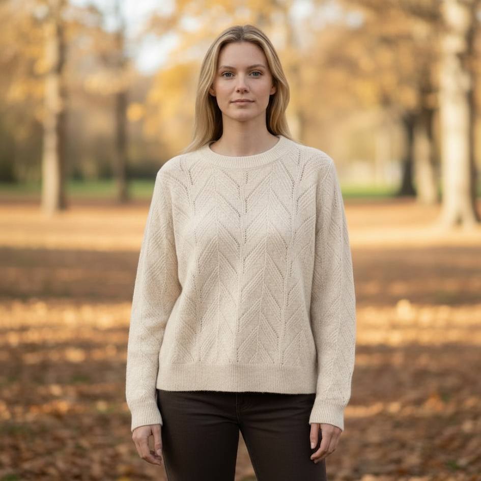 Maglioncino misto lana traforato donna
