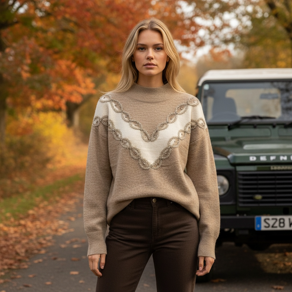 Maglione morbido lupetto dettaglio filamenti lurex con diamantini
