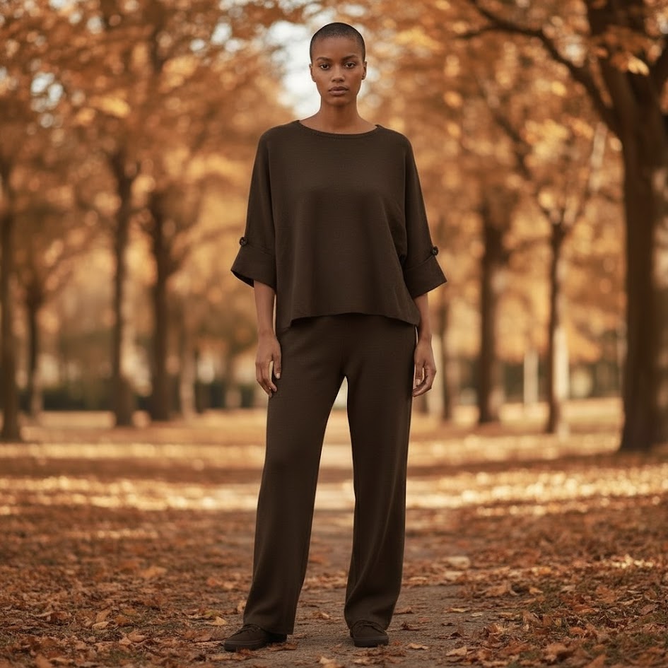 Coordinato invernale blusa manica tre quarti set donna