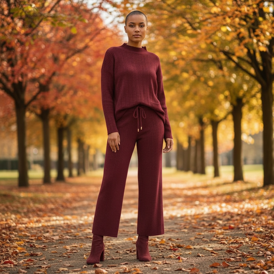 Coordinato in maglia spessa dettaglio blusa con tasca