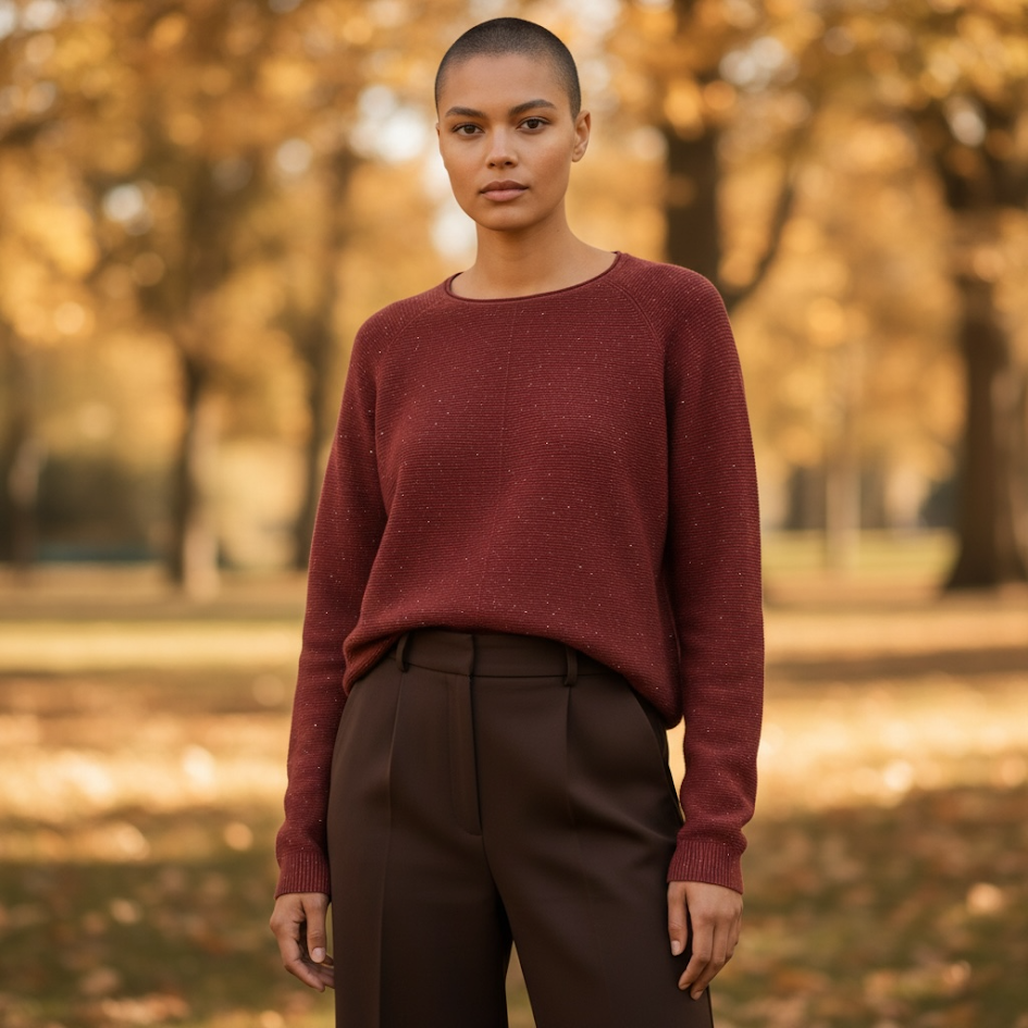 Maglioncino comodo con micro paillettes donna