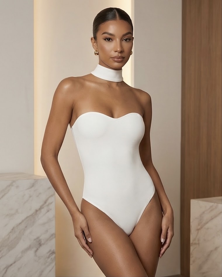 Body con coppe collo halter top donna