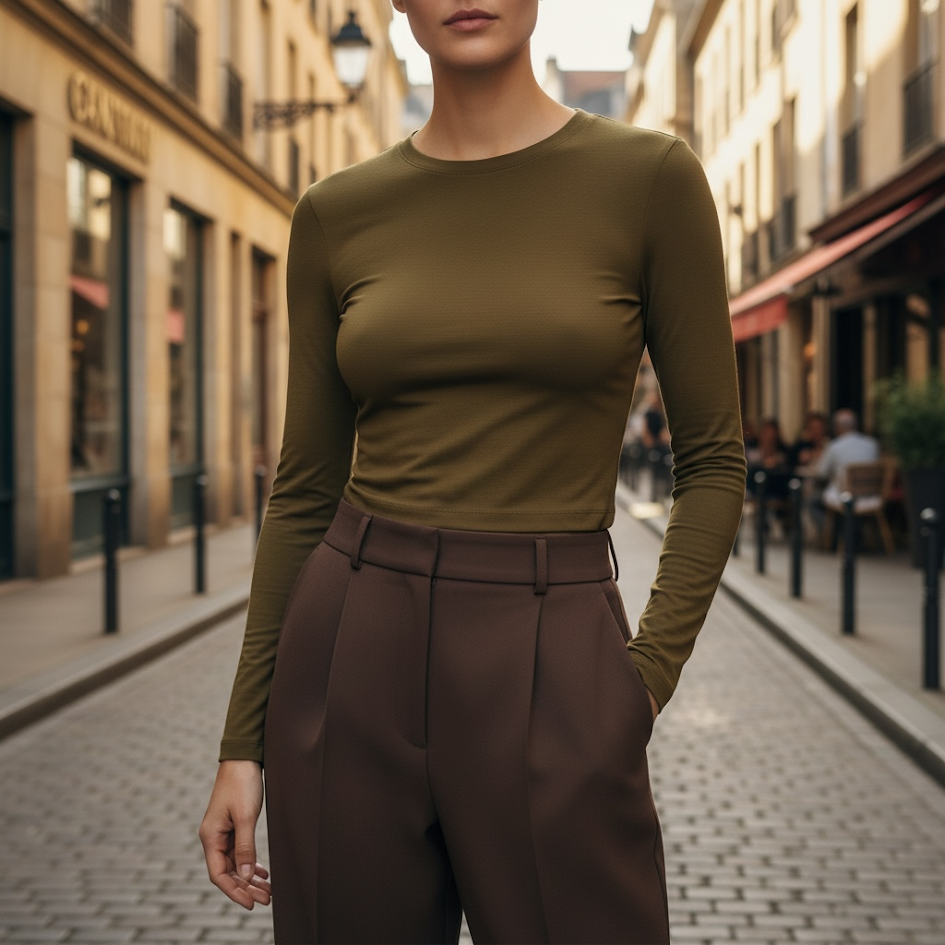 T-shirt corta in cotone elastico top donna