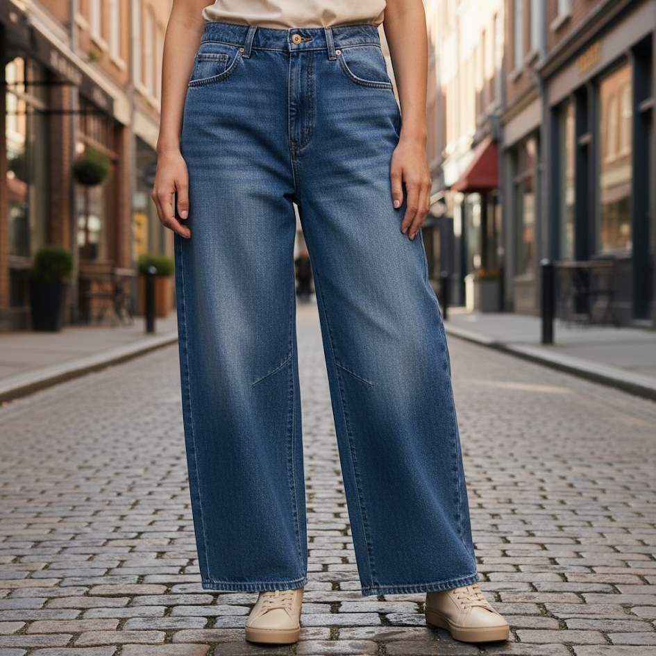 Jeans donna palazzo ballon elasticizzato