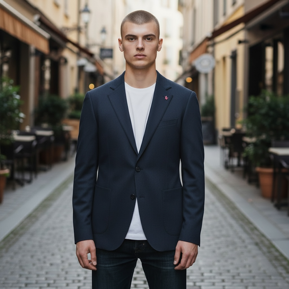 Giacca uomo tessuto nido ape Elegante/Casual fodera interna