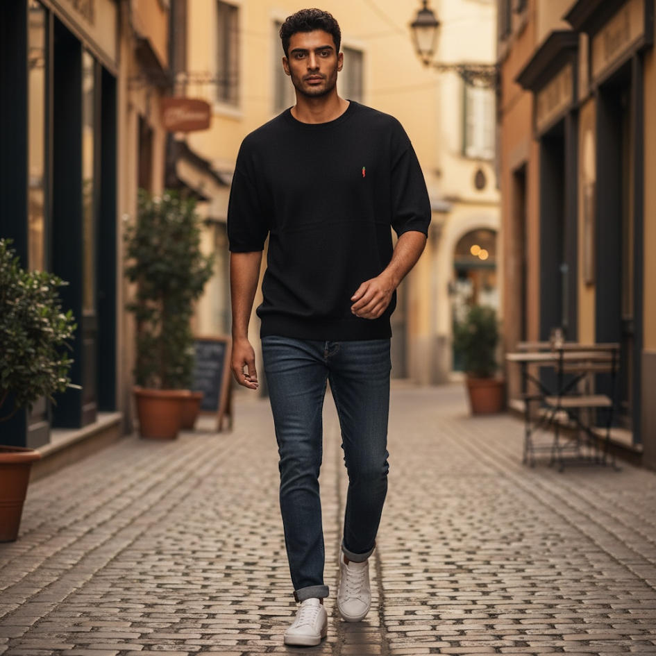 Girocollo in filo logo peperoncino maglia uomo