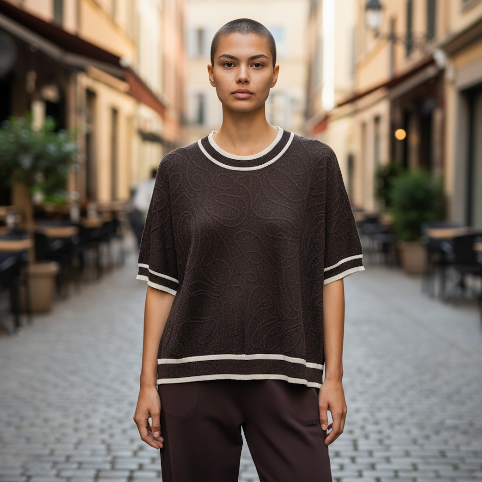 Blusa in filo laminato maglia donna overfit