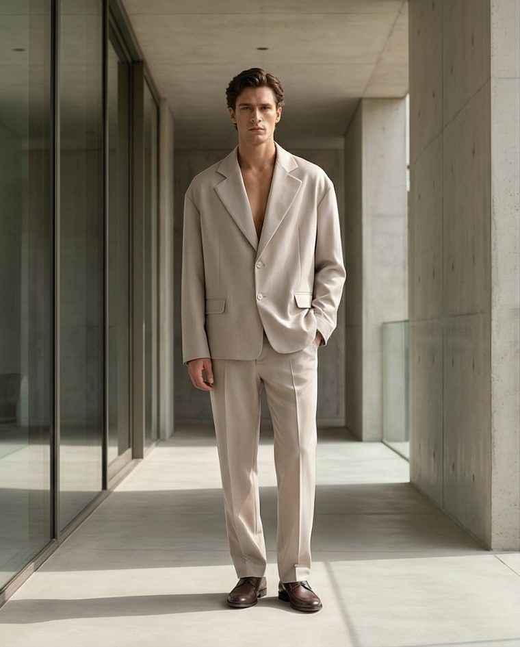 Completo uomo con giacca overfit abito casual