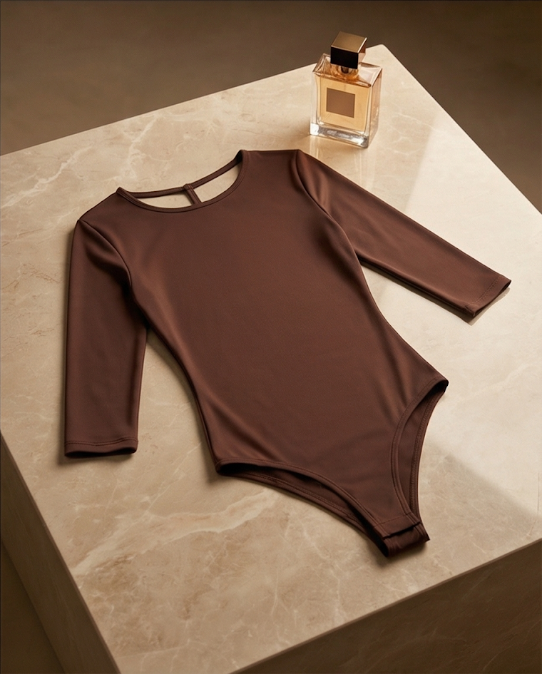 Body basic donna con spalle scoperte e maniche a tre quarti