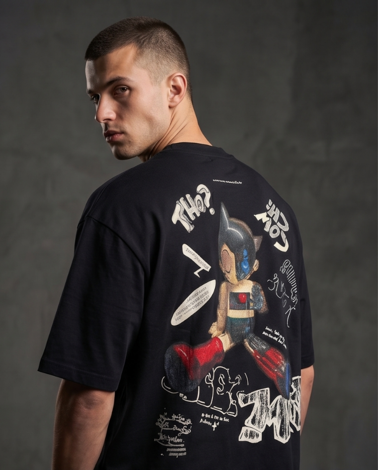 T-shirt uomo over fit maglia stampa