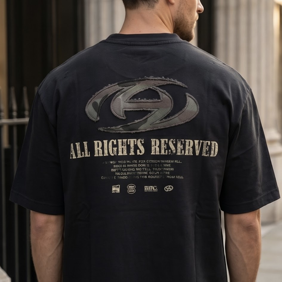 T-shirt uomo strappata over fit con stampa in rilievo