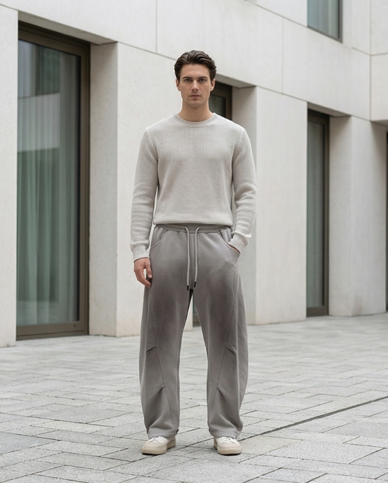 Pantalone tuta largo uomo media stagione sfumato