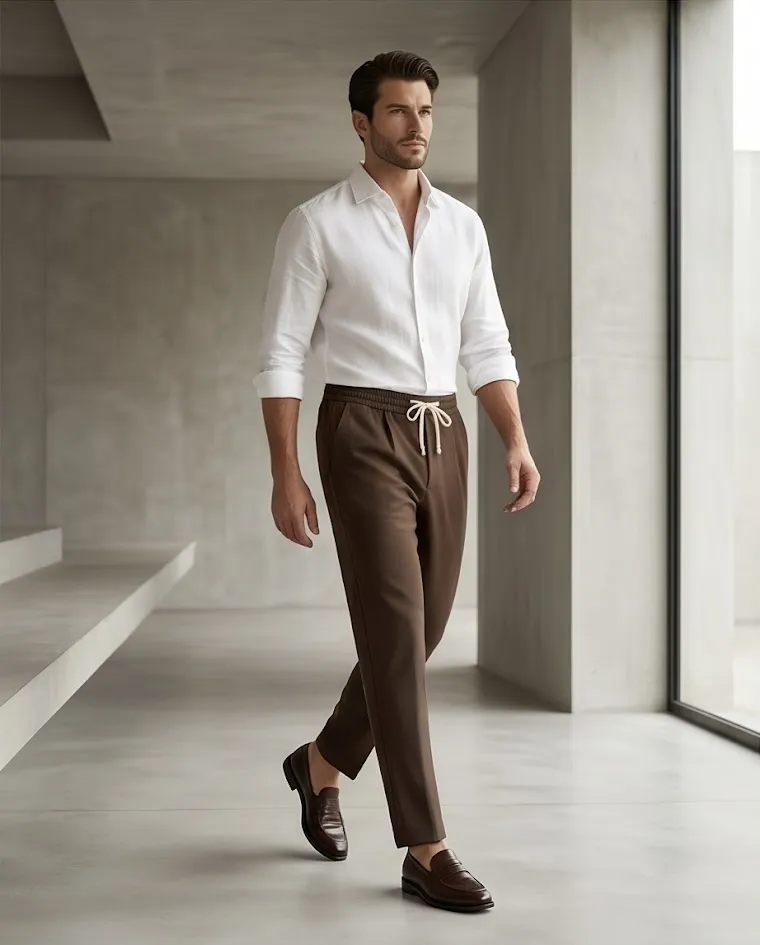 Pantalone jogger uomo primaverile casual alla caviglia