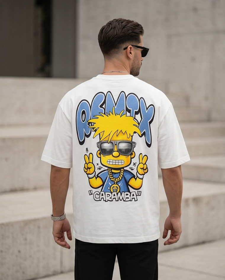 T-shirt bart over fit maglia uomo stampa