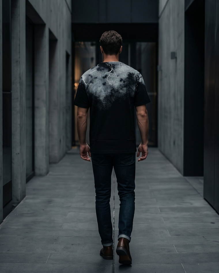 T-shirt over fit stampa maglia uomo