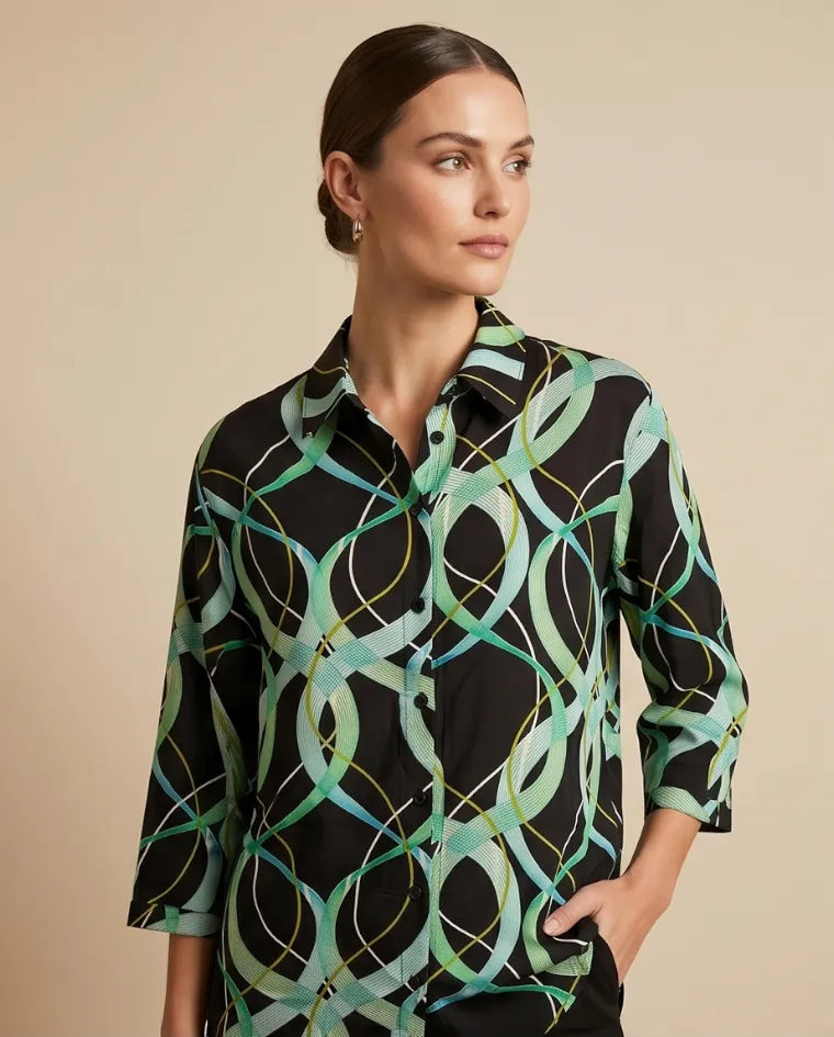 Blusa manica tre quarti camicia comoda donna