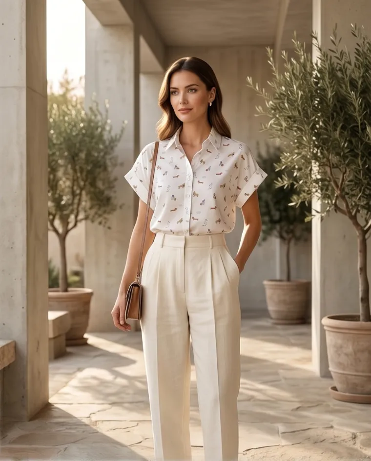 Camicia in cotone donna dettagli cagnolini blusa casual