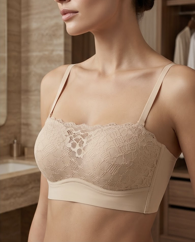 Top microfibra e pizzo con coppe