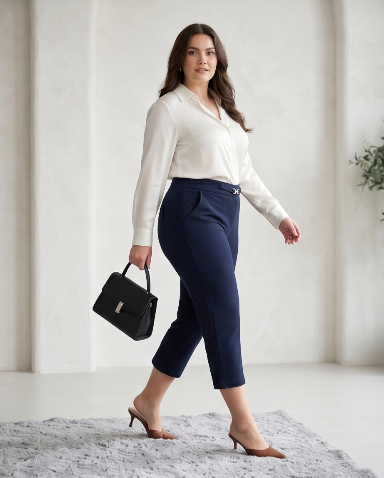 Panta leggins pinocchietto curvy casual donna