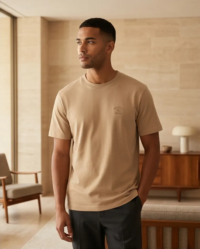 T-shirt casual in cotone con logo piccolo uomo