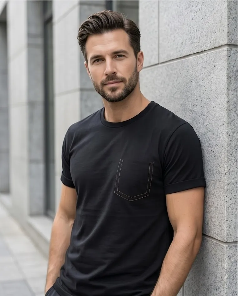 Maglia uomo con cucitura taschino finto