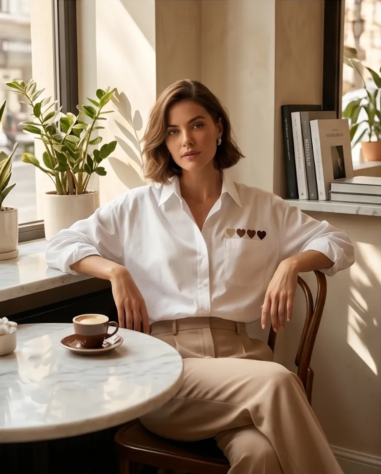 Camicia dettaglio cuori bicolore blusa donna