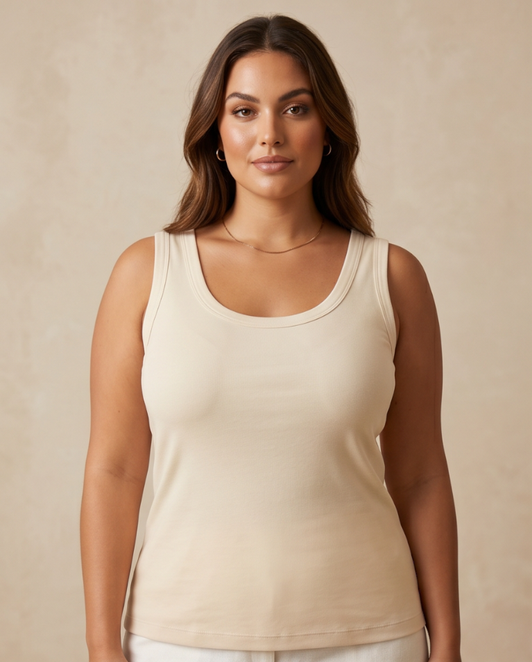 Canotta donna curvy estiva basic bretella larga