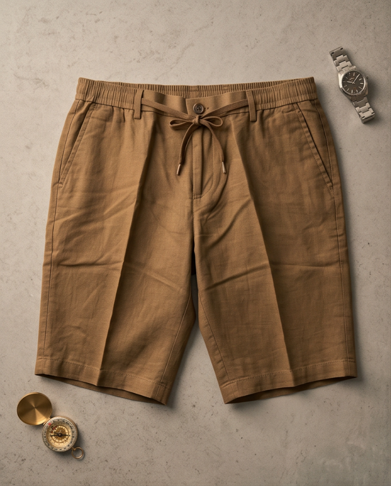 Bermuda lino uomo elastico in vita da 44 a 56