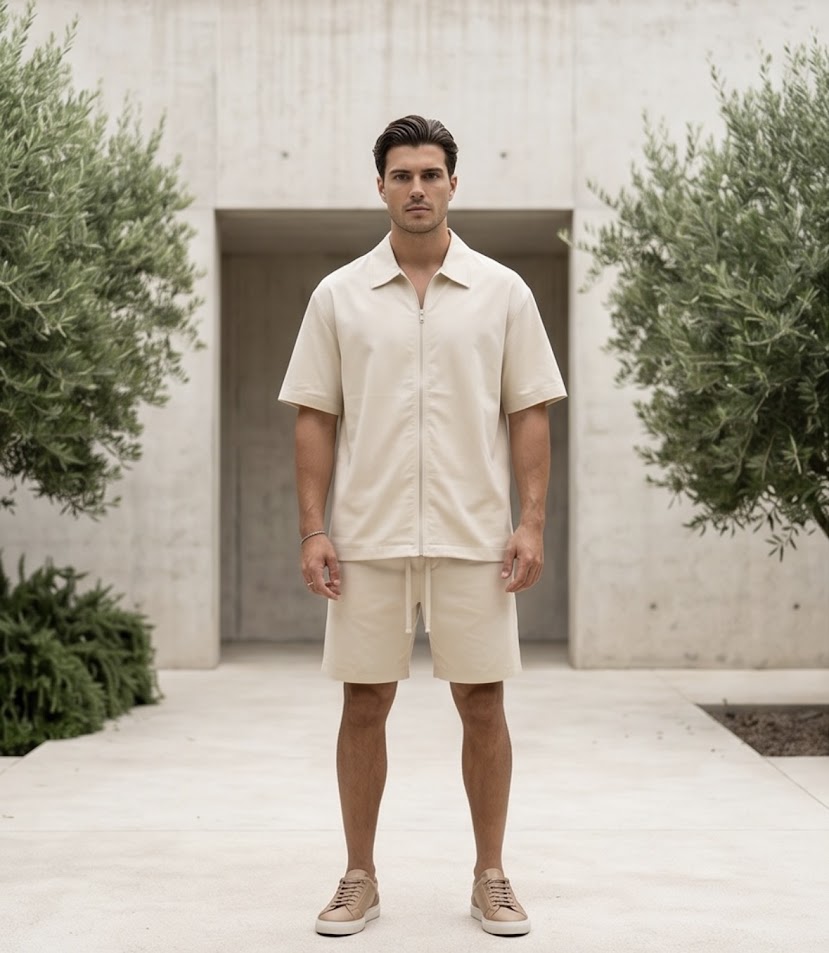 Coordinato casual camicia zip uomo