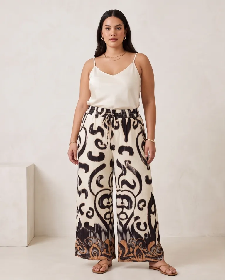 Pantalone comodo estivo palazzo fantasia donna