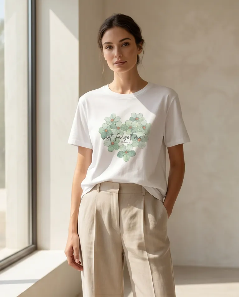 T-shirt stampata in cotone maglia casual donna