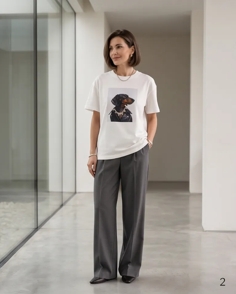 Blusa in cotone vestibilità morbida maglia stampa donna