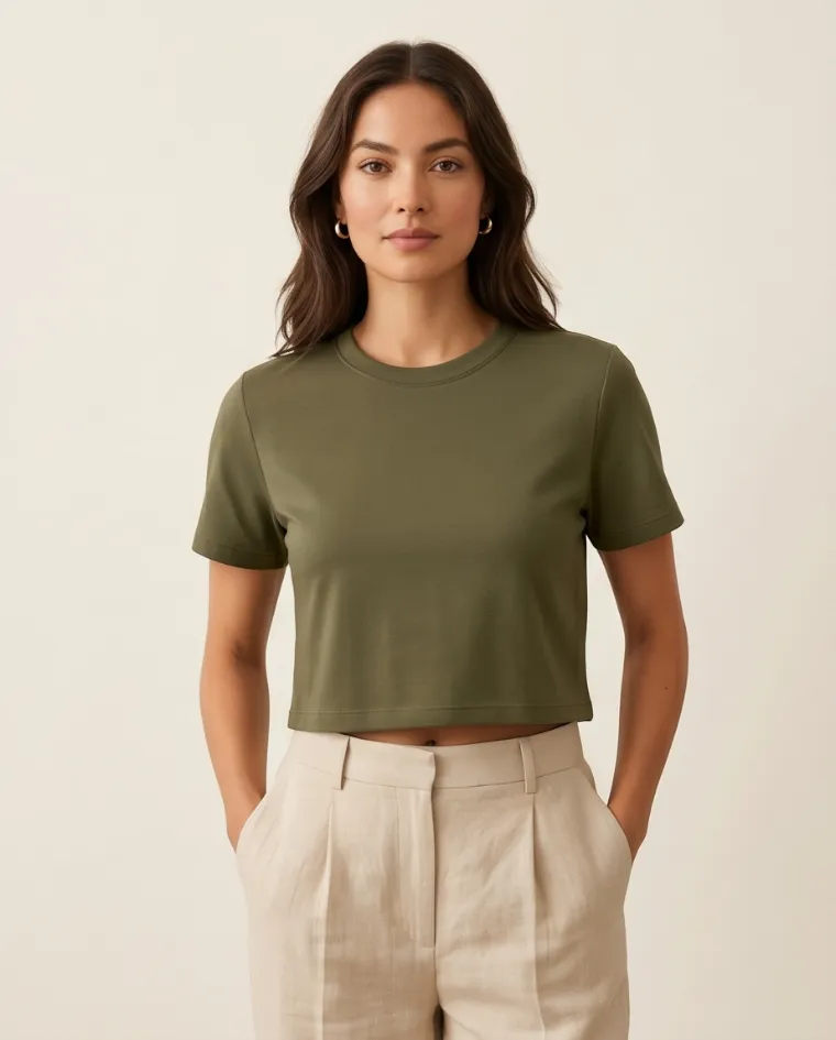 T-shirt corta donna in cotone Medio Sagomata
