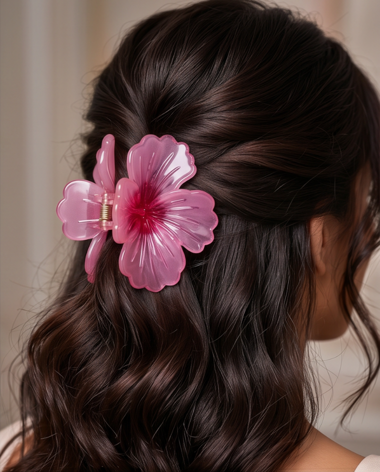 Molletta per capelli lucida fiore